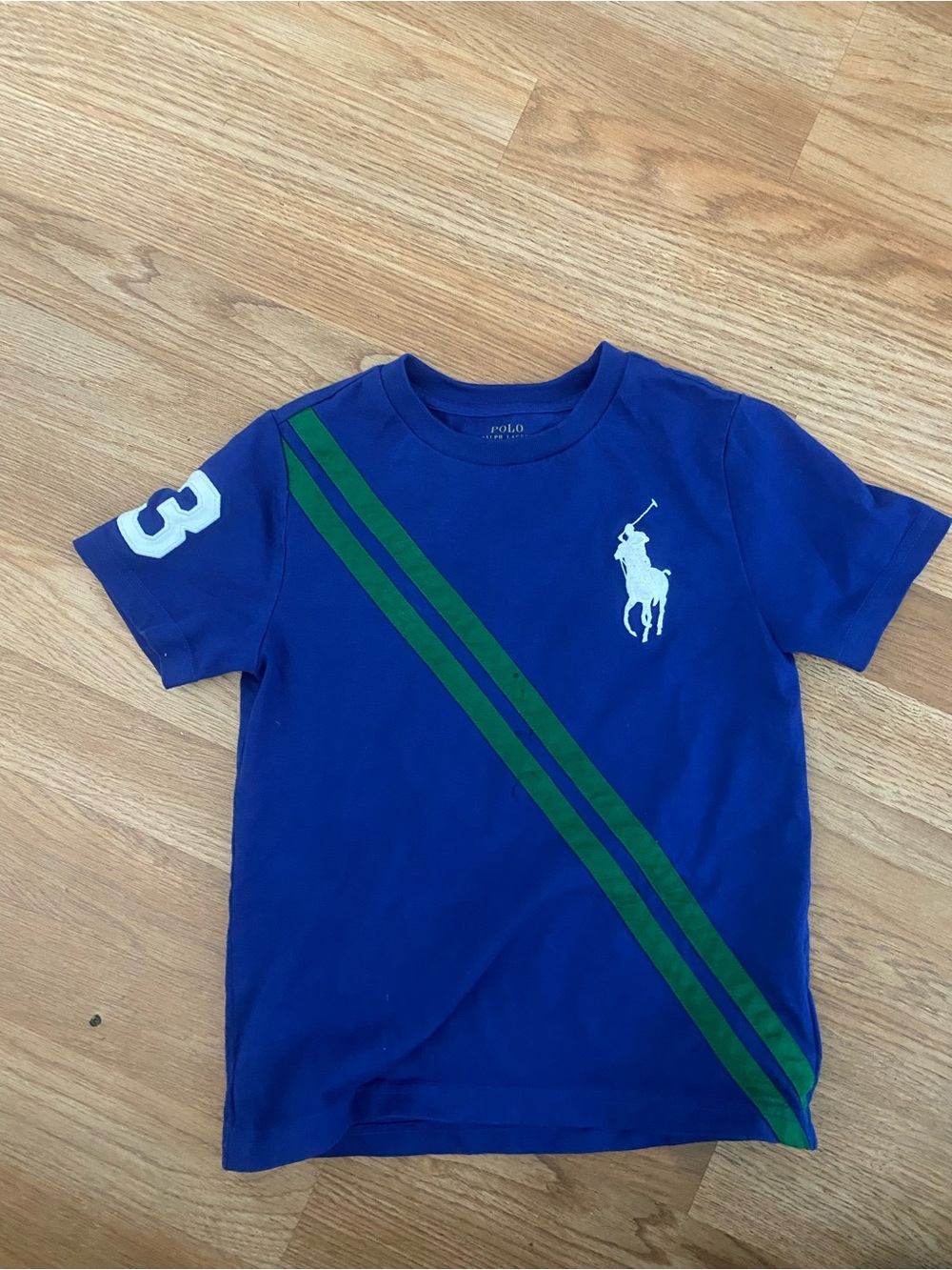 Polo by Ralph Lauren Blue Short-Sleeve Tee with Green Stripe